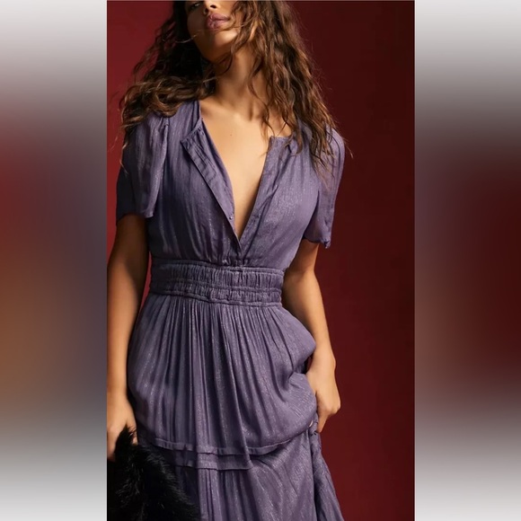 NWT Anthropologie The Somerset Maxi Dress: Lurex Edition Size L - Picture 3 of 12